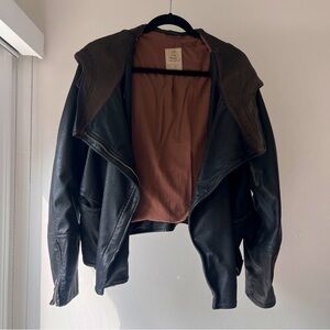Free People hooded vegan leather jacket
